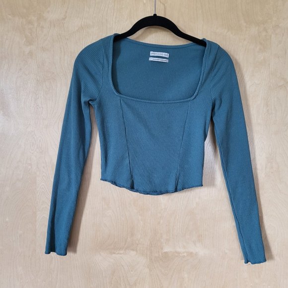 Urban Outfitters Ribbed Crop Top Green Size Small - Picture 1 of 5